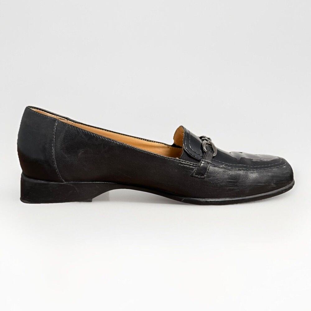 Trotters Black Leather Loafers Women’s Size 10M Chain Accent Made in Brazil - Picture 5 of 12